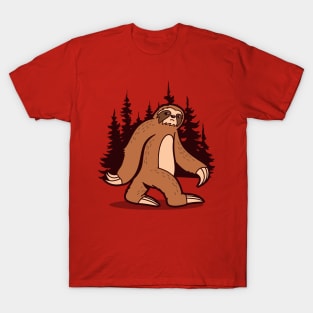 Cute Kawaii Sloth Bigfoot Cryptid Lazy Sasquatch Funny Bigfoot Cartoon T-Shirt